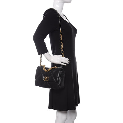 Chanel Shiny Goatskin Quilted Medium Chanel 19 Flap Black 2 of 11