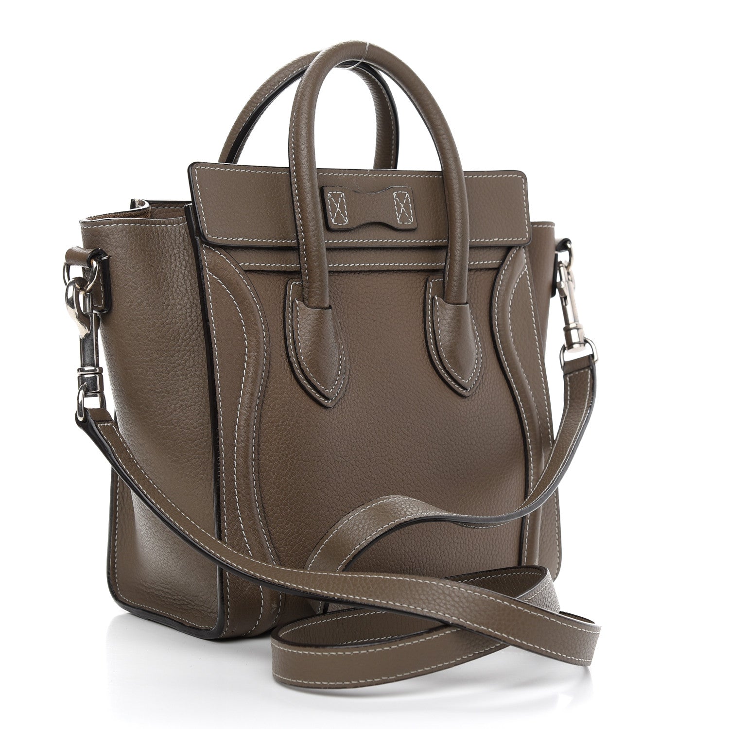 Celine Drummed Calfskin Nano Luggage Souris 3 of 20