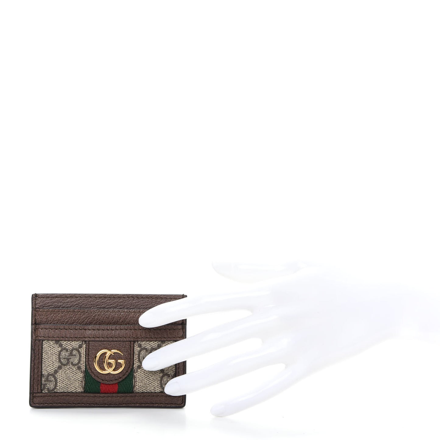 GG Supreme Monogram Ophidia Card Holder Brown