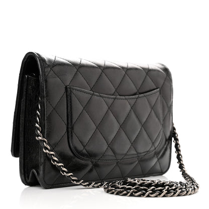 Chanel Metallic Aged Calfskin Quilted Reissue Wallet On Chain WOC Black 3 of 12