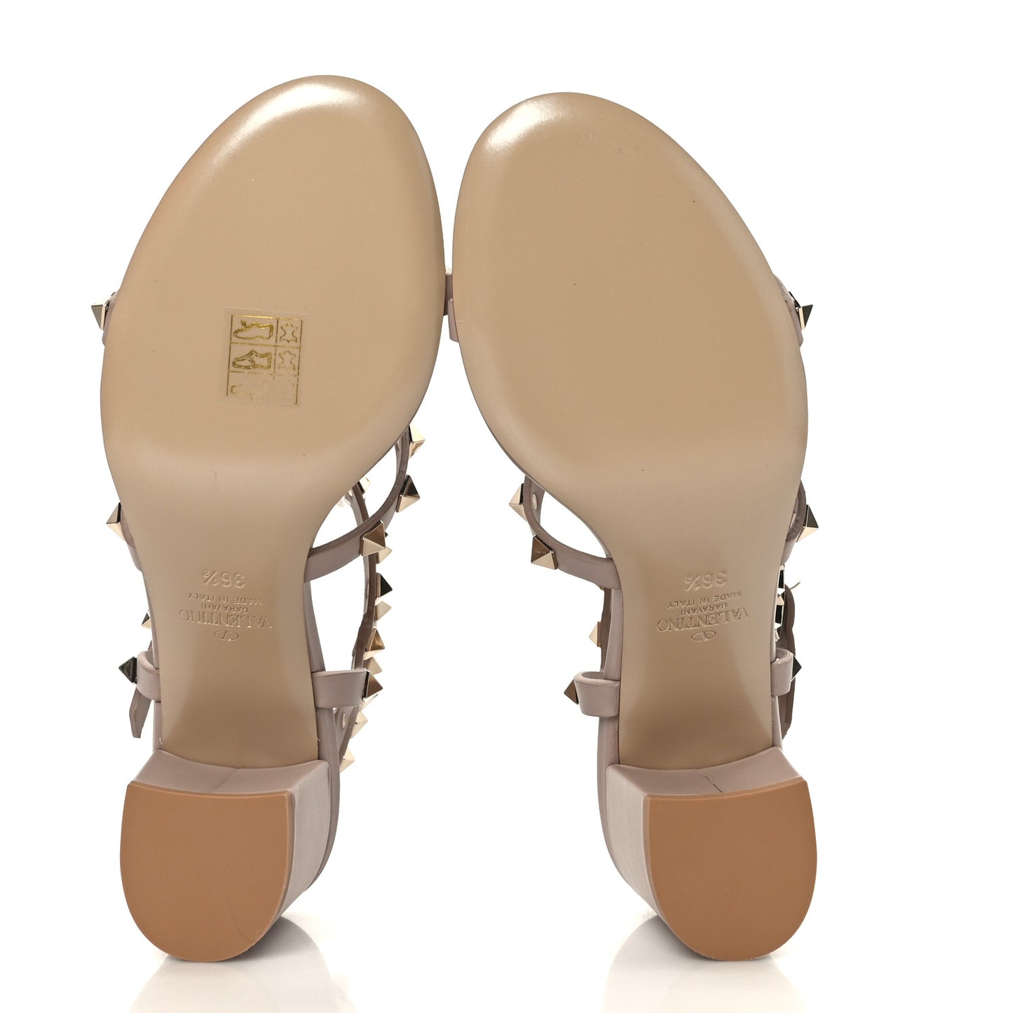 Calfskin Rockstud 60mm City Sandals 36.5 Poudre