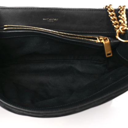 Saint Laurent Suede Calfskin Y Quilted Monogram Medium Loulou Chain Satchel Deep Marine 5 of 12