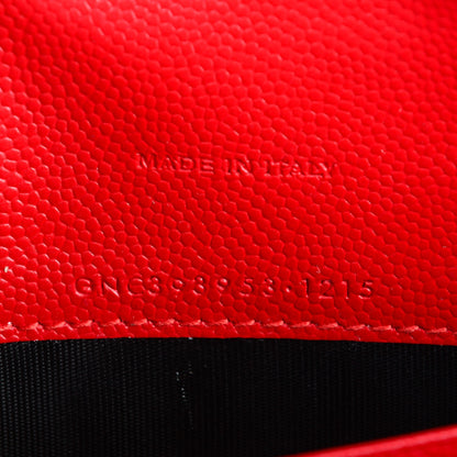 Saint Laurent Grain De Poudre Matelasse Chevron Monogram Envelope Chain Wallet New Red 7 of 7