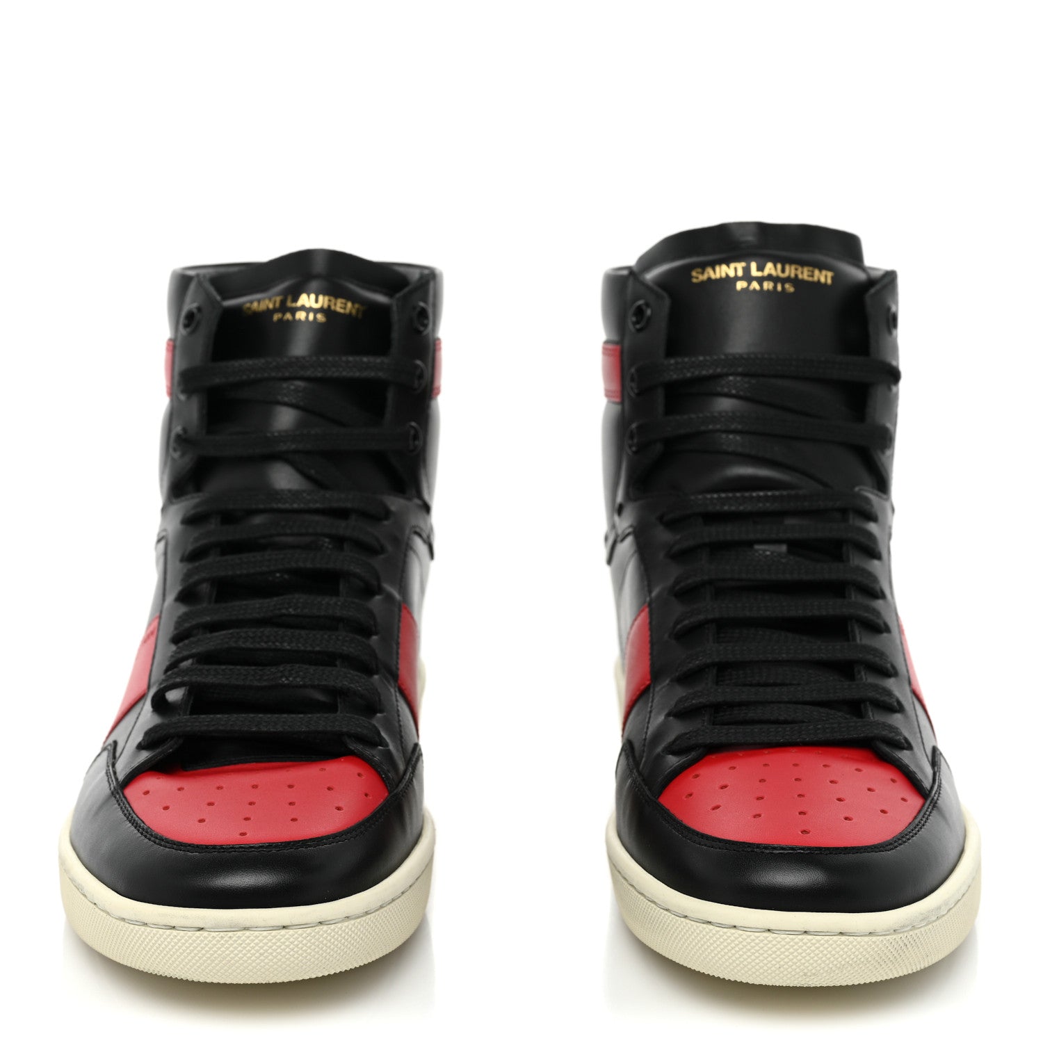 Saint Laurent Calfskin Court Classic SL/10H High Top Sneakers 40 Black Red 2 of 10
