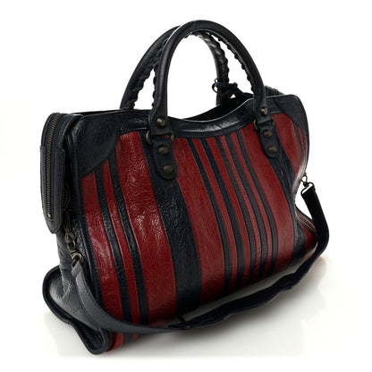 Balenciaga Cuir Arena Striped Classic Hardware City Bleu Nuit Rouge 4 of 11