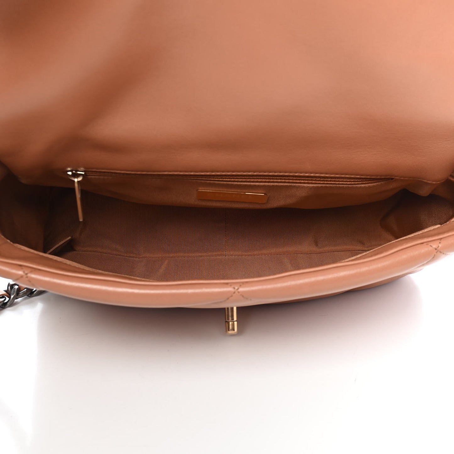 Lambskin Quilted Large Chanel 19 Flap Brown