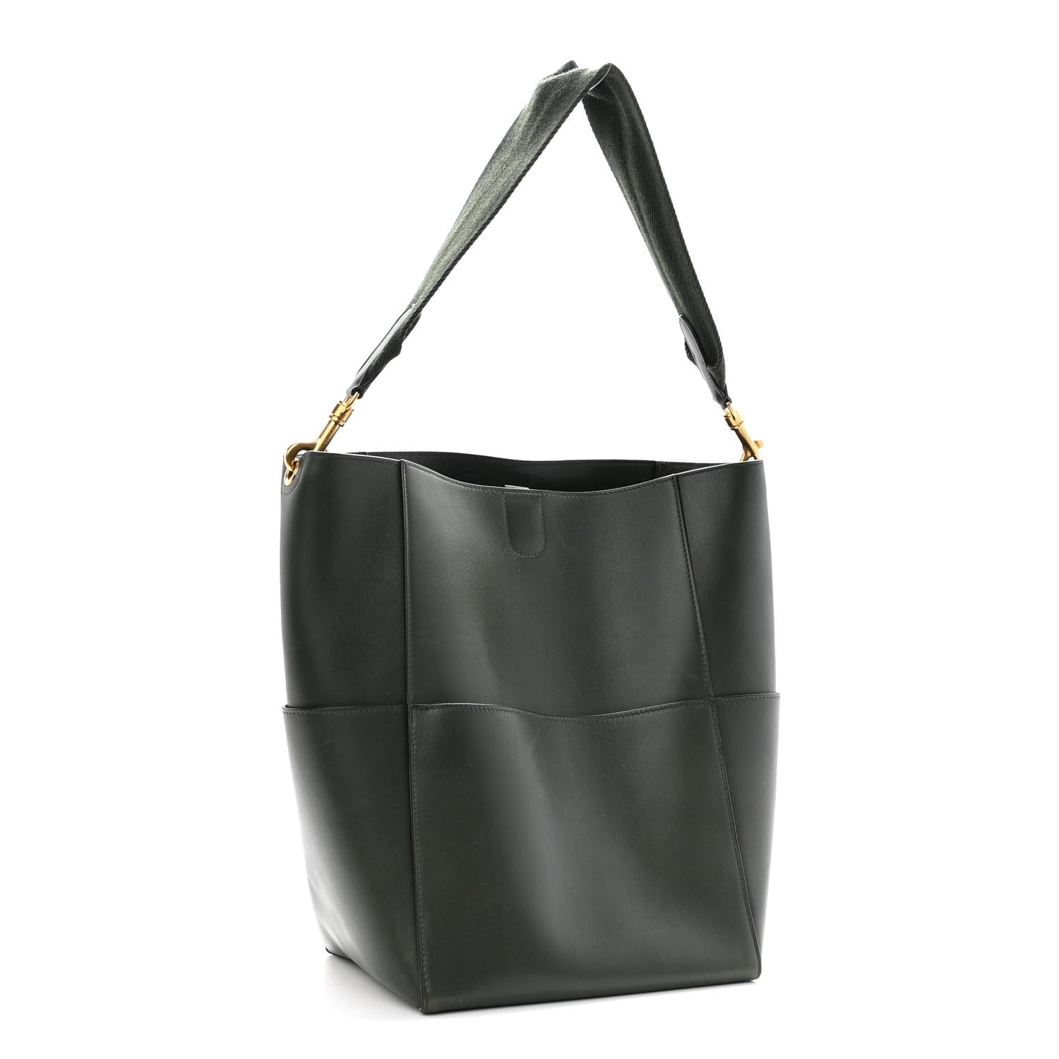 Celine Supersoft Calfskin Sangle Bucket Bag Bottle Green 3 of 9