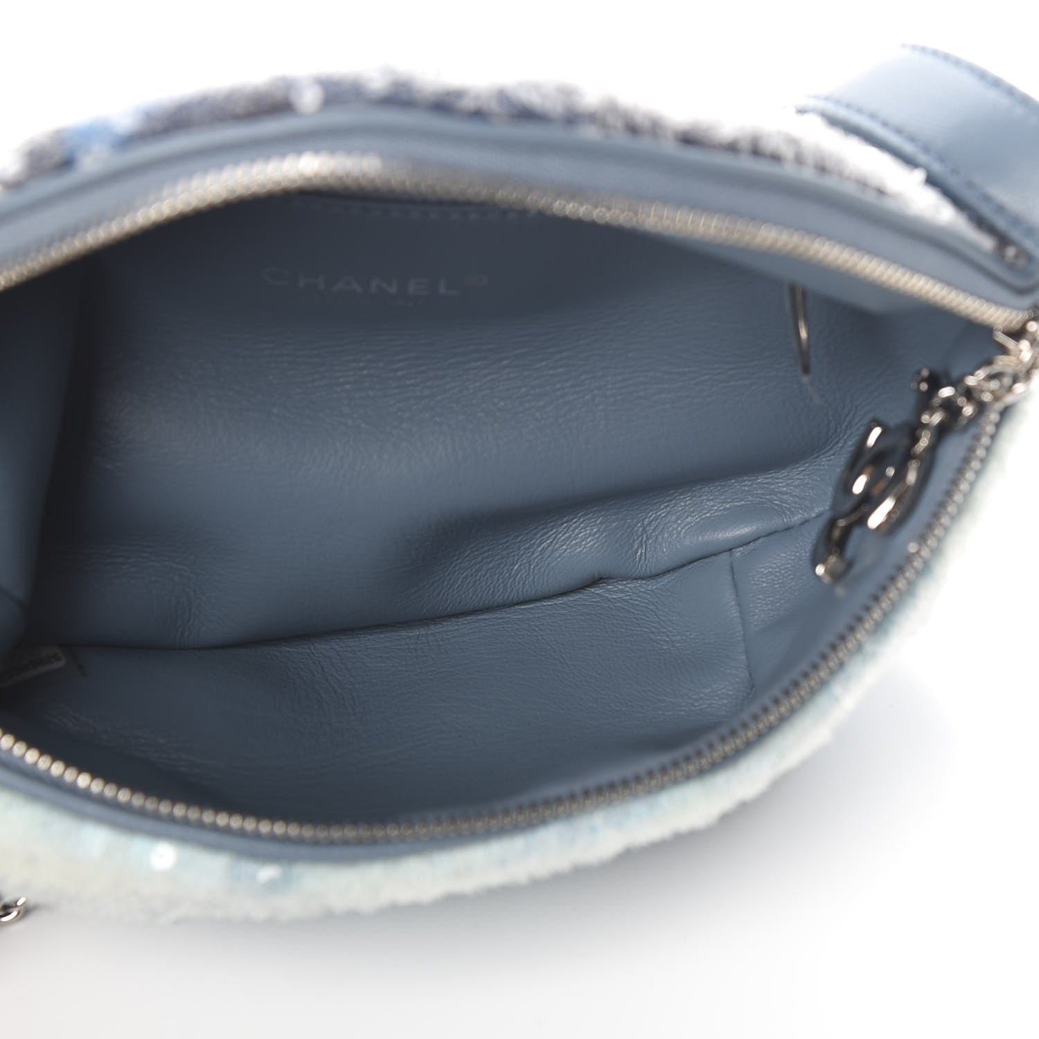 Chanel Sequin Tri-color Waterfall Waist Bag Fanny Pack Silver Blue 5 of 9