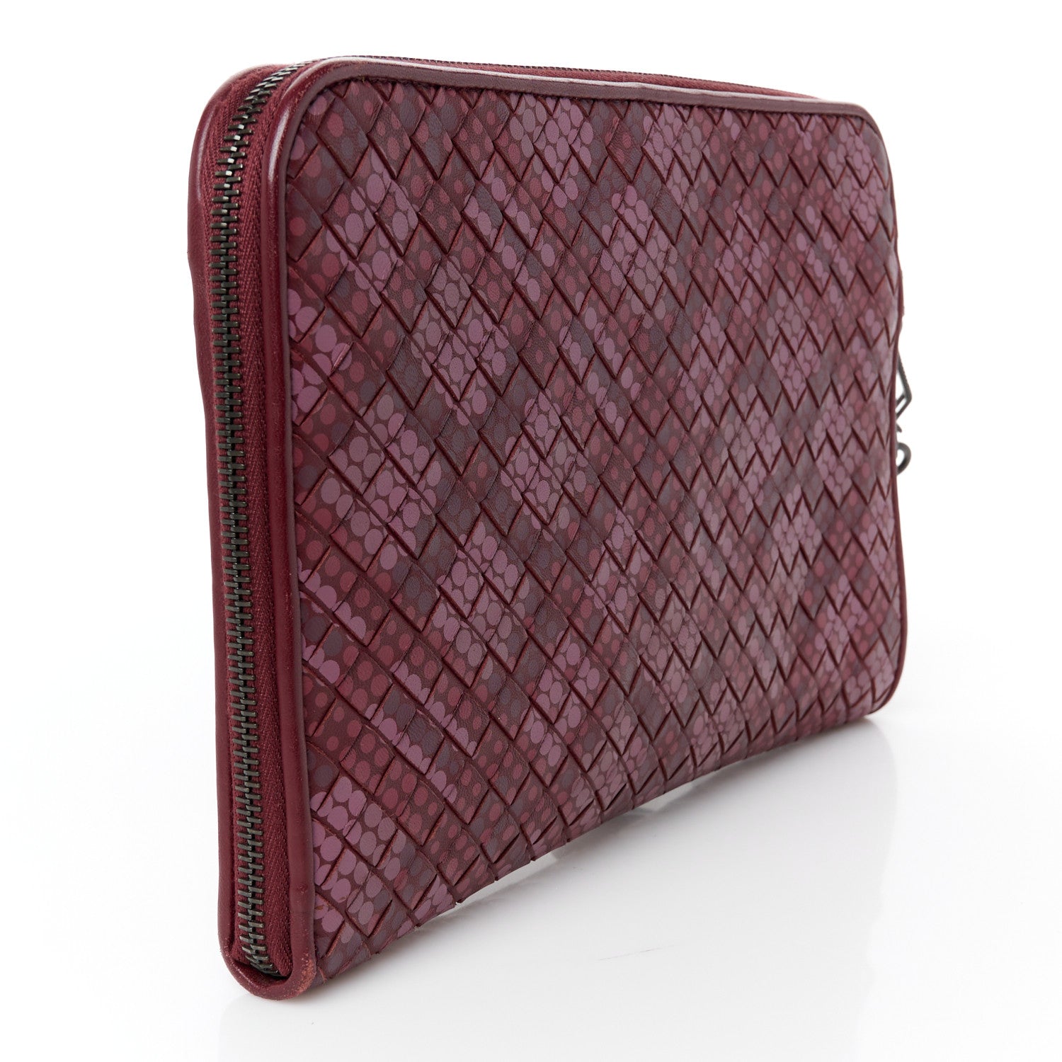 Bottega Veneta Nappa Intrecciato Polka Dot Small Document Case Burgundy 3 of 8