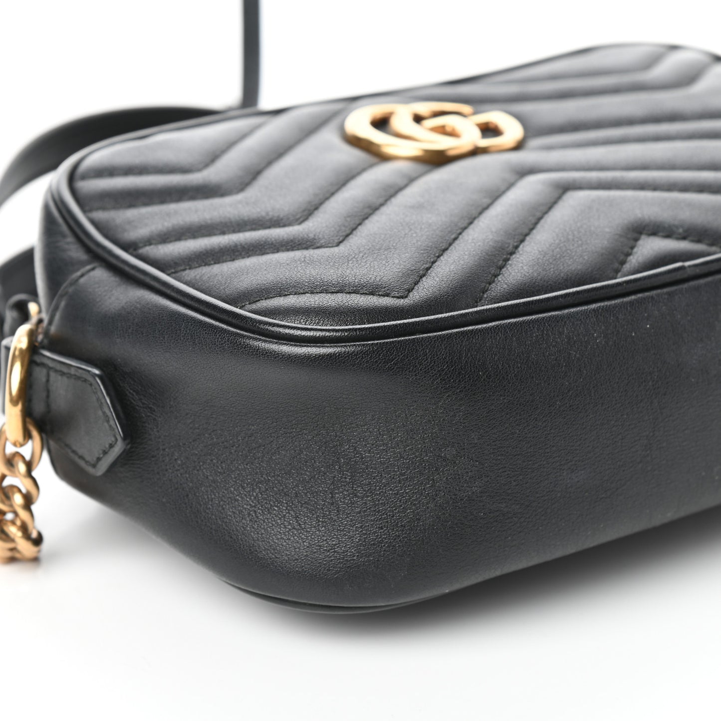 Calfskin Matelasse Mini GG Marmont Chain Shoulder Bag Black