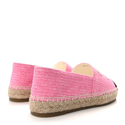 Chanel Tweed Grosgrain CC Espadrilles 36 Pink Ivory Gold Black 4 of 9