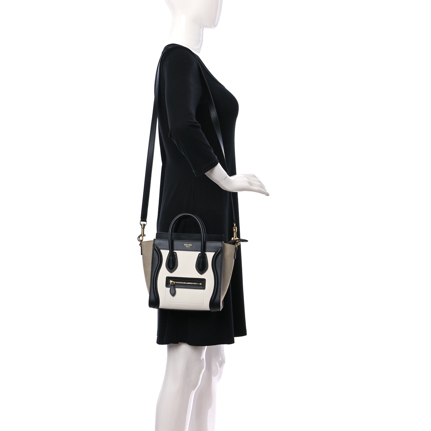 Celine Baby Grained Calfskin Nubuck Nano Tri-Color Luggage White Light Taupe 2 of 10
