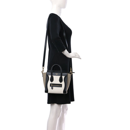 Celine Baby Grained Calfskin Nubuck Nano Tri-Color Luggage White Light Taupe 2 of 10