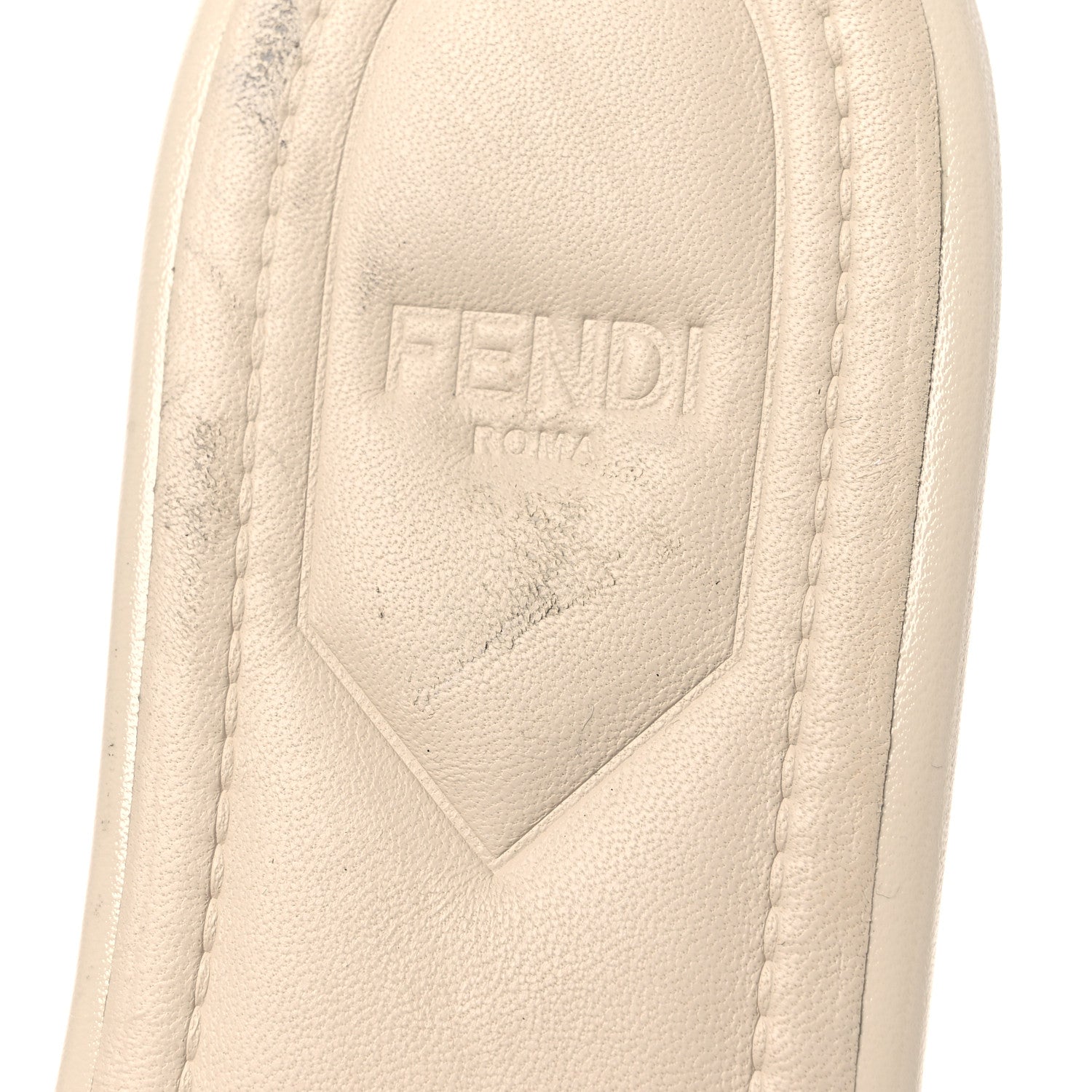 Fendi Vitello Cuoio FFold Flat Slide Sandals 39 Off-White 9 of 10