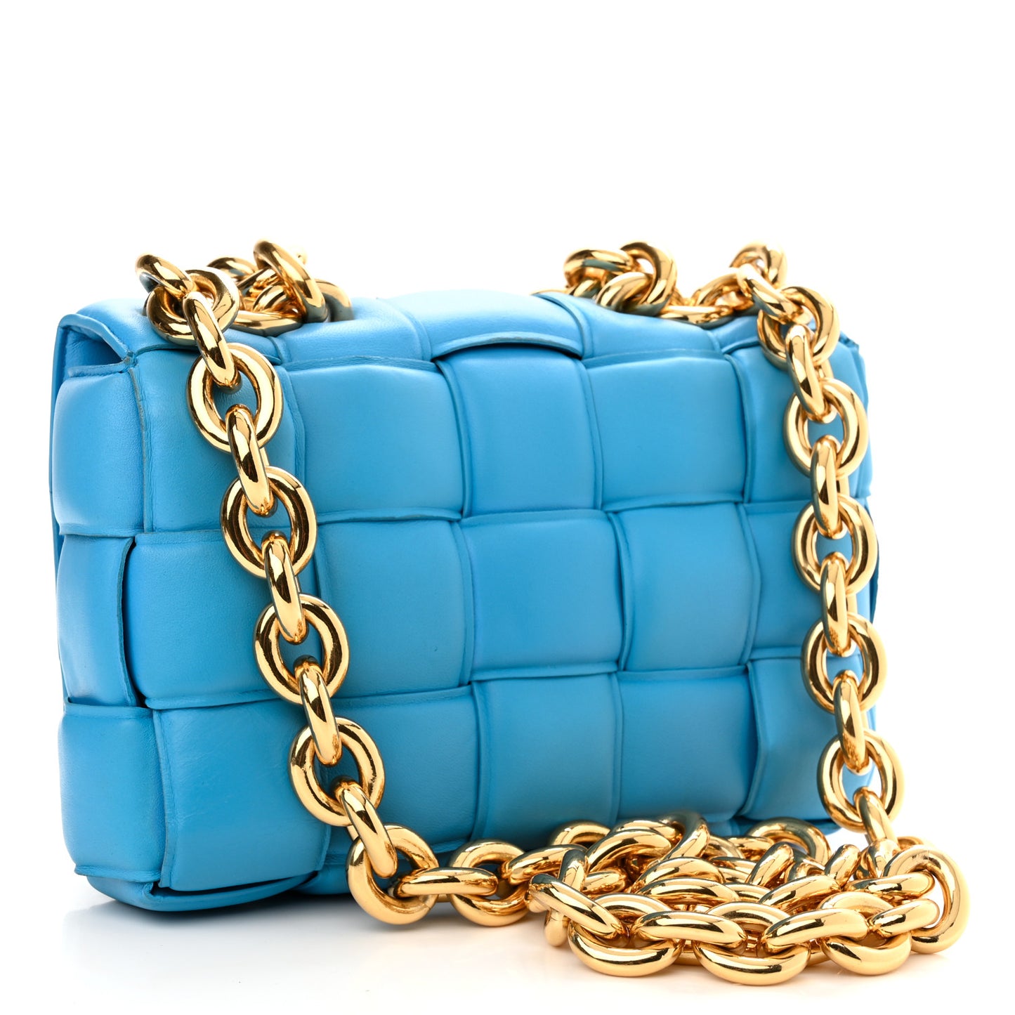 Lambskin Maxi Intreccio Padded Chain Cassette Crossbody Bag Swimming Pool