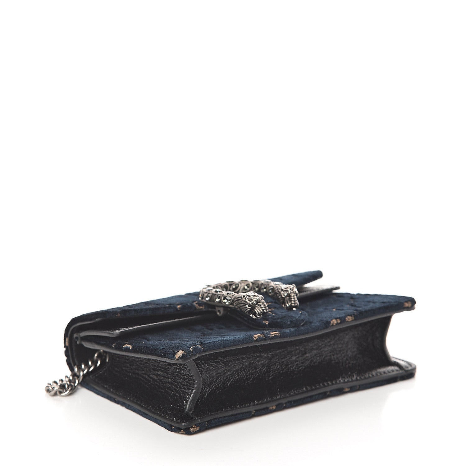 Gucci Velvet GG Monogram Super Mini Dionysus Shoulder Bag Blue Beige Black 3 of 7