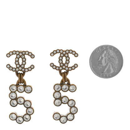 Chanel Metal Crystal City of Lights No 5 Drop Earrings Gold 2 of 4