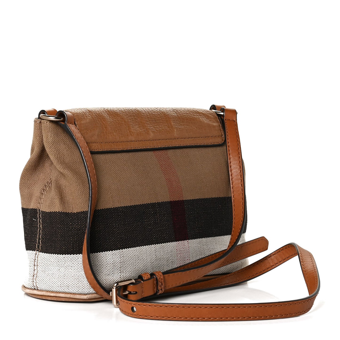 Mega Check Grainy Calfskin Small Gowan Messenger Bag Saddle Brown