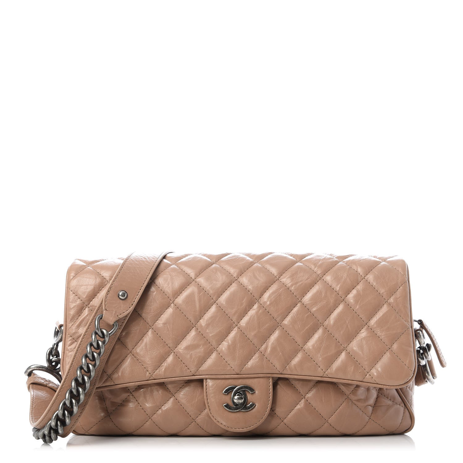 Chanel Aged Calfskin Quilted Medium Chain Detail Flap Light Brown 1 of 10