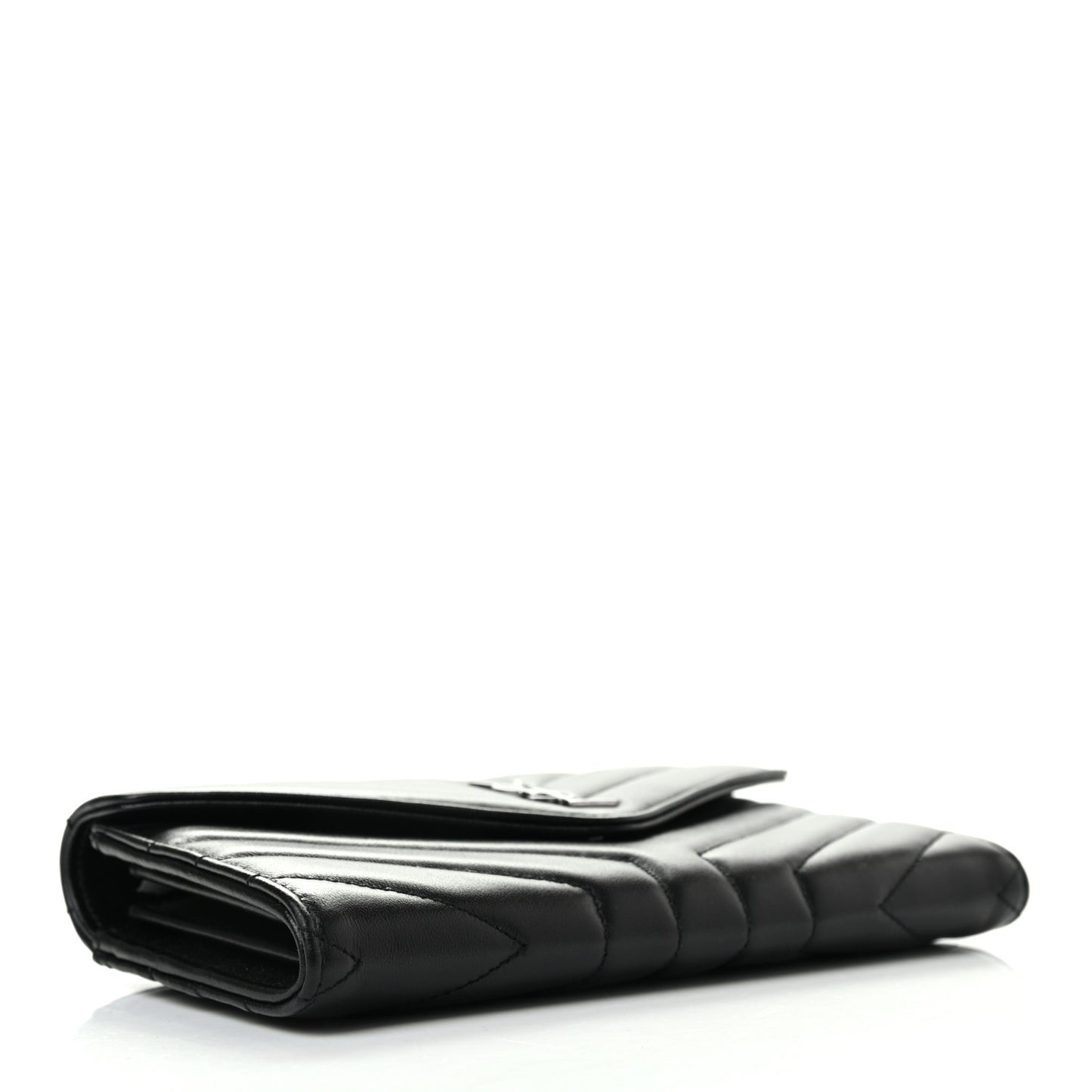 Lambskin Y Quilted Monogram Large Loulou Flap Wallet Black