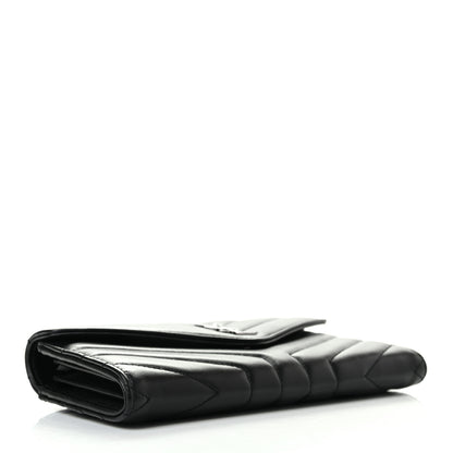 Saint Laurent Lambskin Y Quilted Monogram Large Loulou Flap Wallet Black 4 of 7