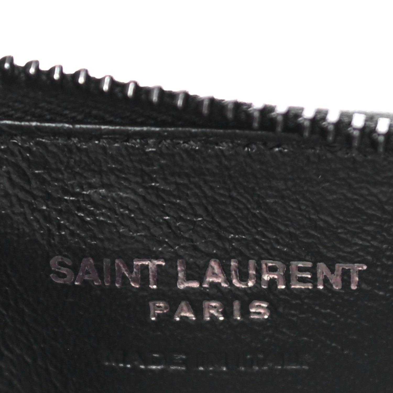 Saint Laurent Grain De Poudre Matelasse Chevron Monogram Fragments Zippered Card Case Black 6 of 11