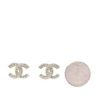 Chanel Crystal Timeless CC Earrings Light Gold 2 of 5