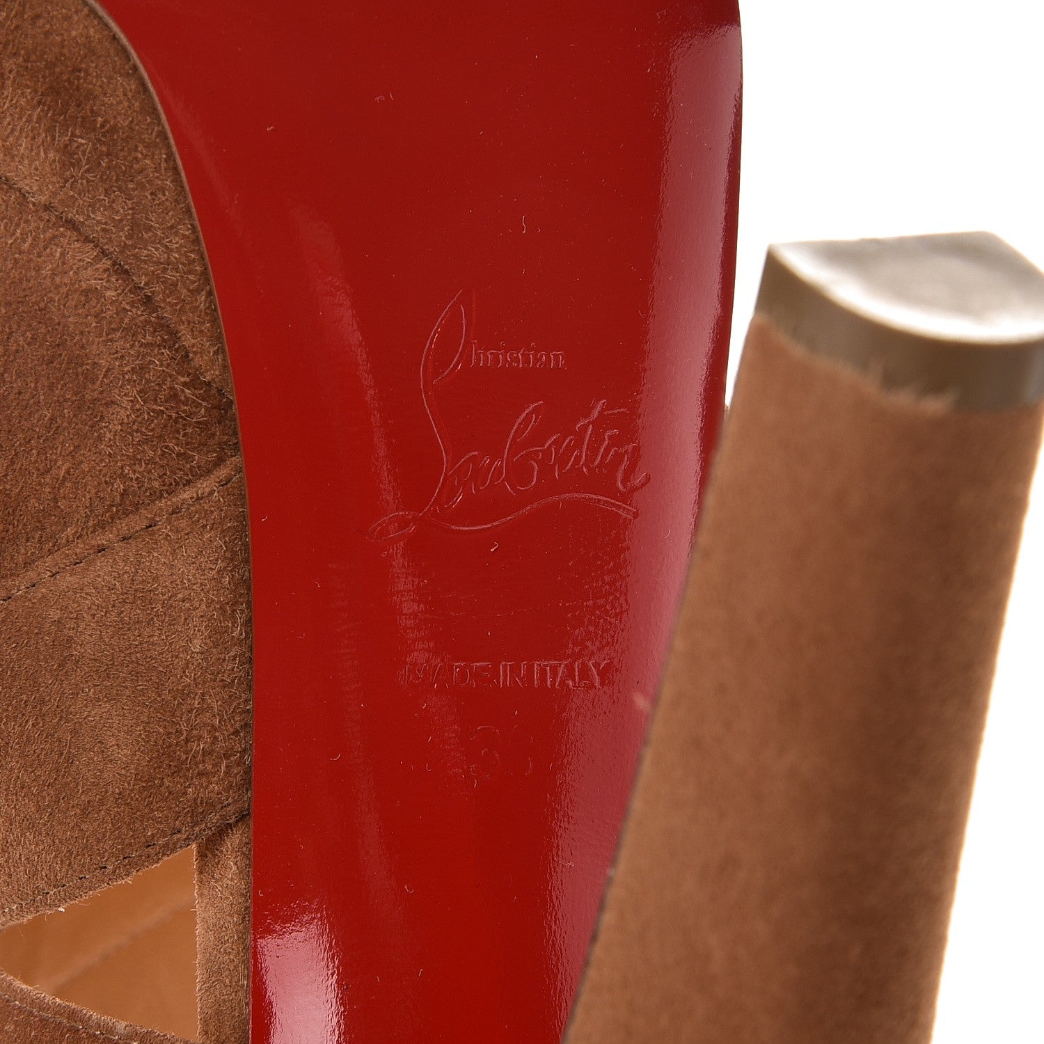 Christian Louboutin Suede Apron Lili 120 Pumps 38 Noisette 6 of 7