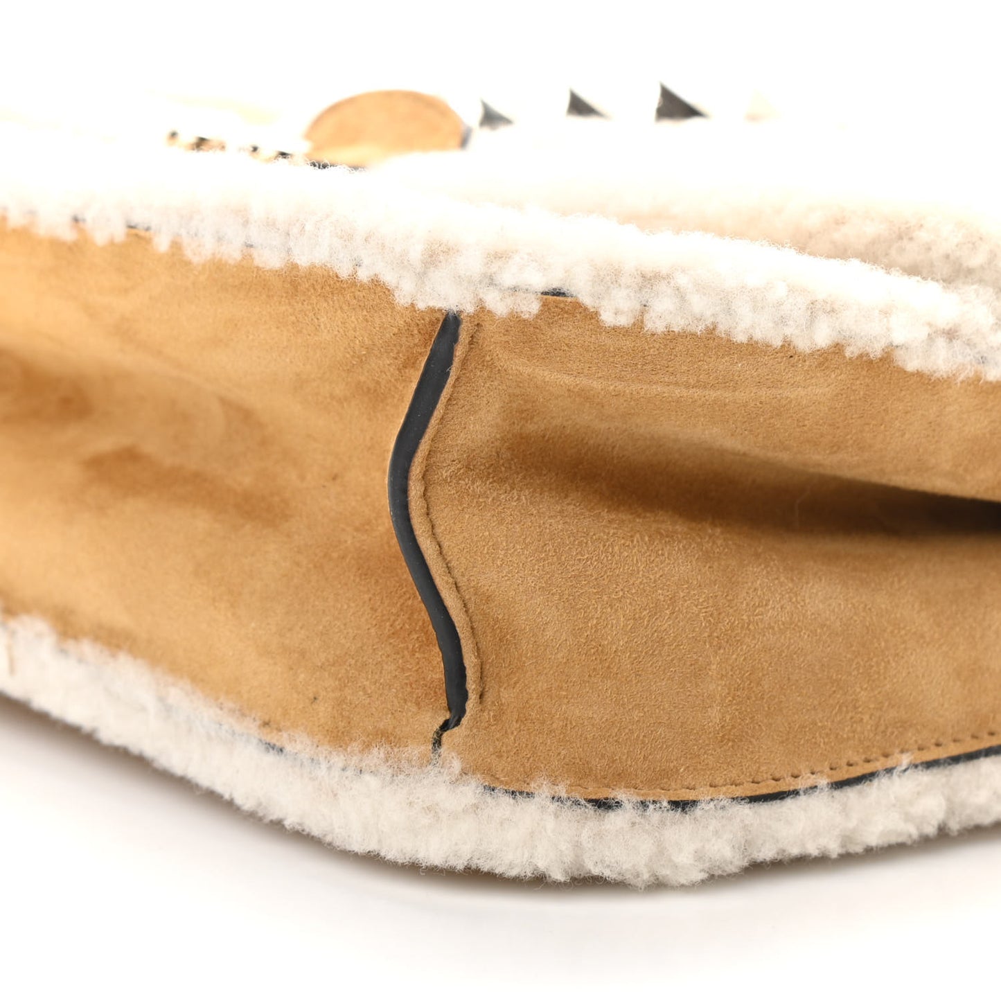Shearling Medium Glam Lock Rockstud Flap Tan