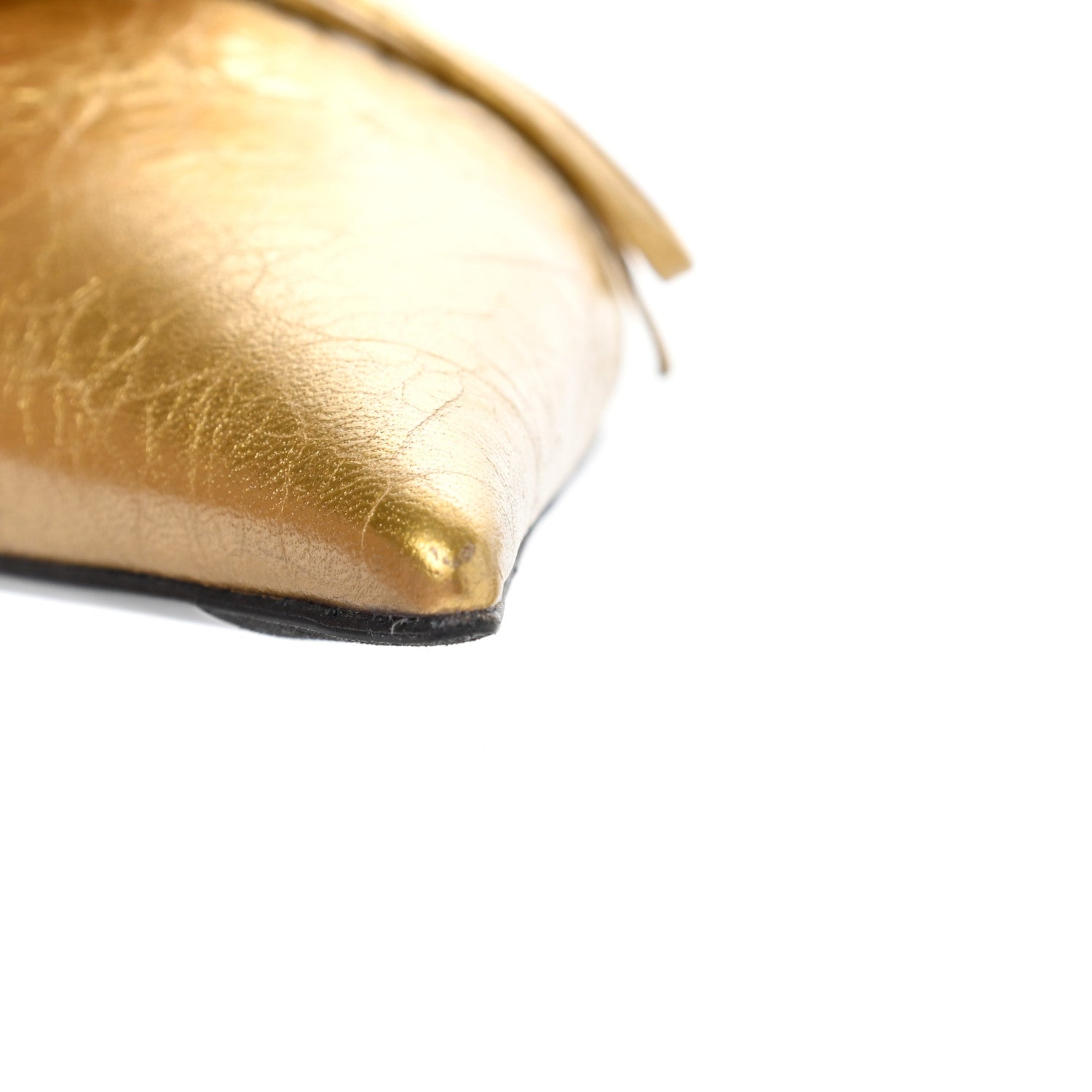 Balenciaga Metallic Textured Calfskin Pointed Toe Knife Mules 38.5 Gold 9 of 10