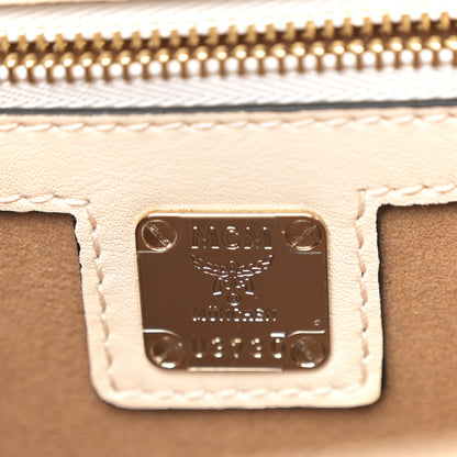 MCM Visetos Calfskin Colorblock Mezzanin Shoulder Bag Cognac Ruby Red 6 of 11