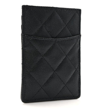 Chanel Caviar Quilted Crystal Vertical Card Holder Black 3 of 9