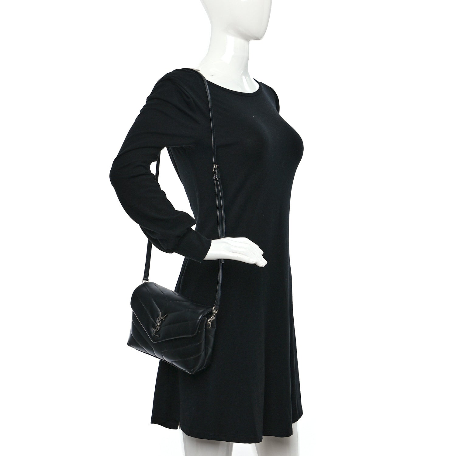 Saint Laurent Calfskin Y Quilted Monogram Toy Loulou Crossbody Bag Black 2 of 9
