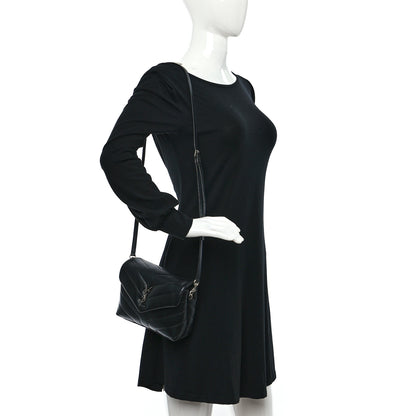 Saint Laurent Calfskin Y Quilted Monogram Toy Loulou Crossbody Bag Black 2 of 9