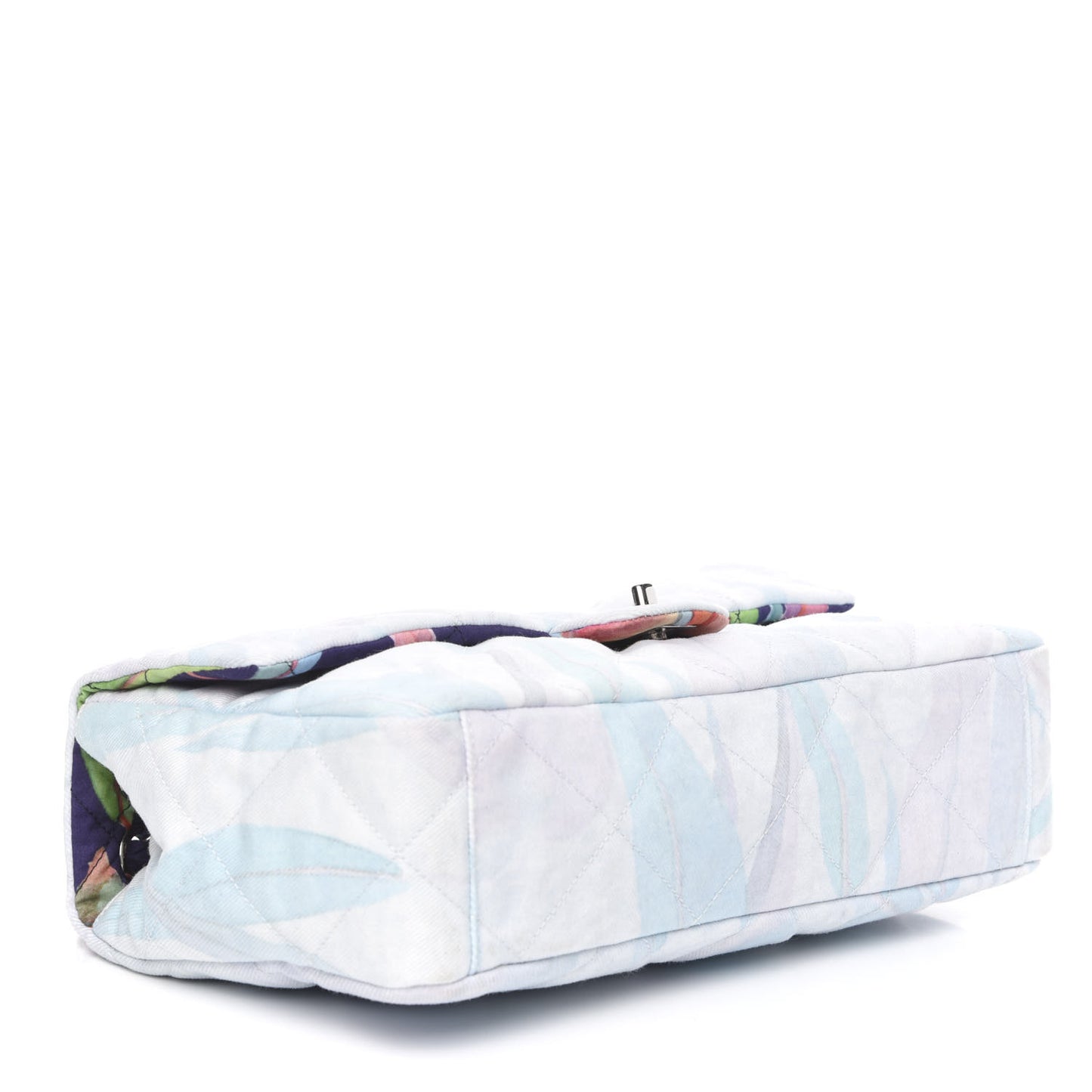 Canvas Quilted Printed Flap White Multicolor