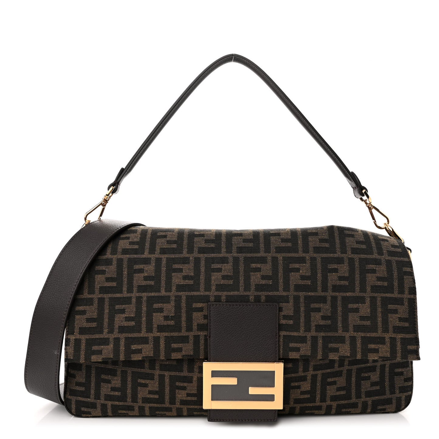 Fabric Jacquard FF 1974 Maxi Baguette Tobacco Moro Black