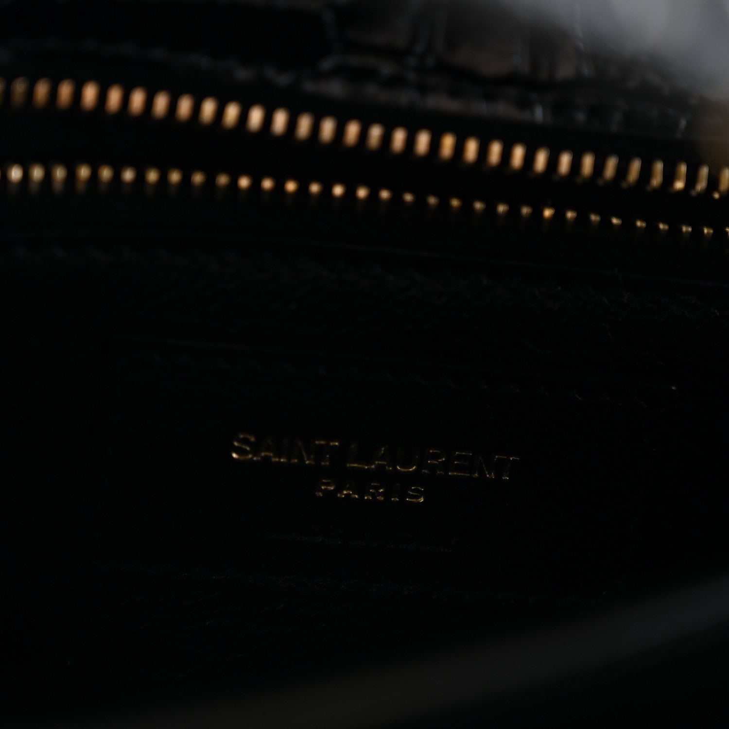 Saint Laurent Calfskin Crocodile Embossed Monogram Cassandra Clasp Bag Black Rouge Legion 6 of 12