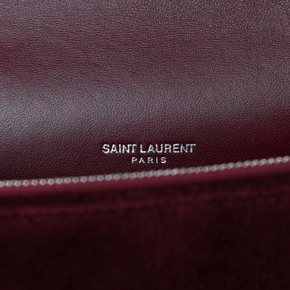 Saint Laurent Velvet Crystal Monogram Kate Tassel Shoulder Bag Burgundy 6 of 8