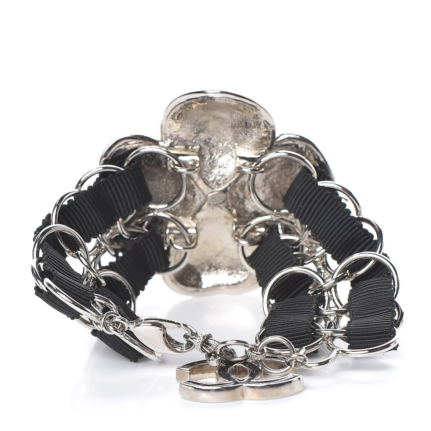 Chanel Resin Camellia Chain Ribbon Bracelet Black 3 of 5