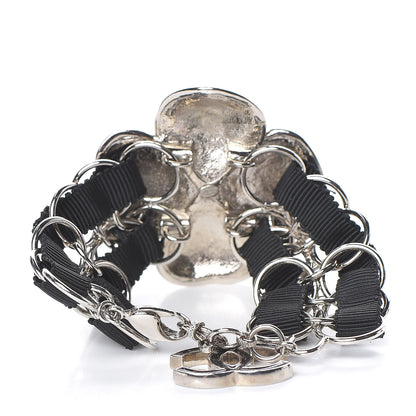 Chanel Resin Camellia Chain Ribbon Bracelet Black 3 of 5