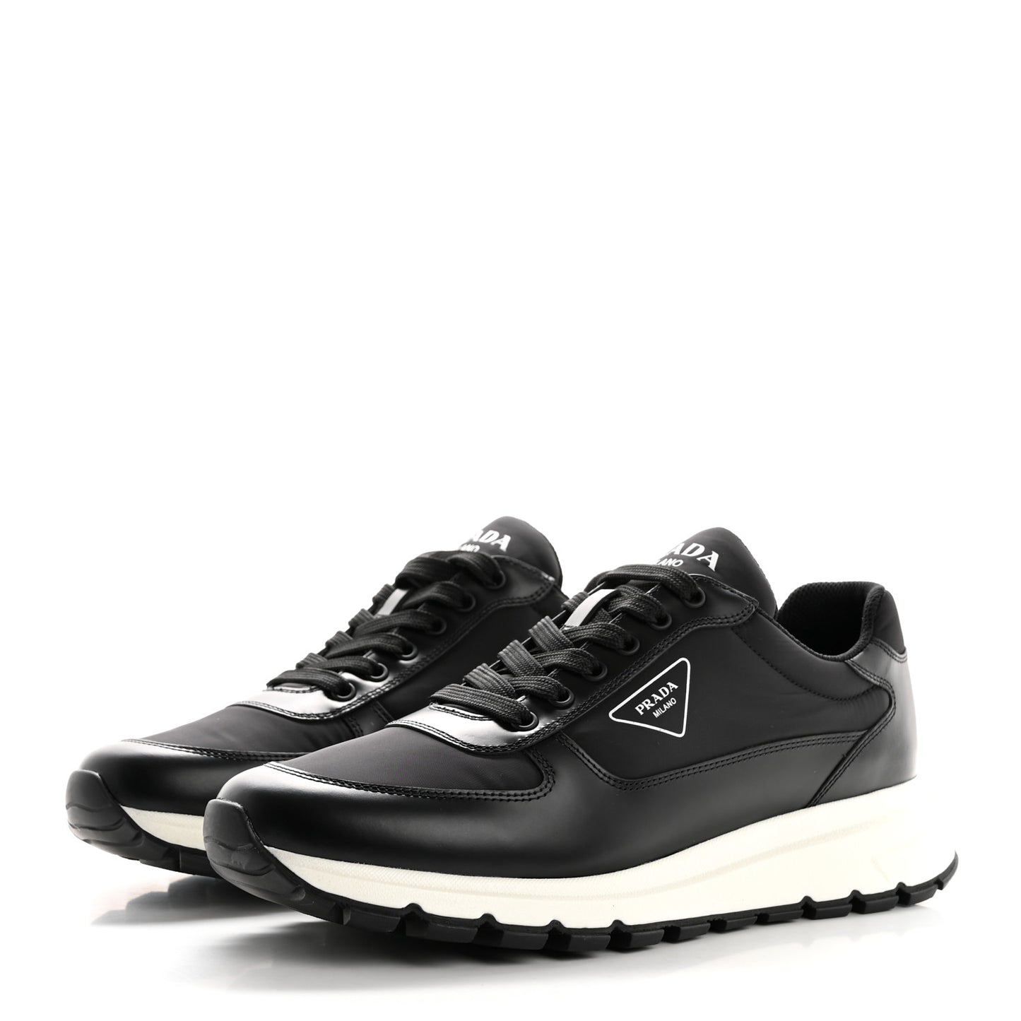 Spazzolato Rois Nylon Triangle Logo Mens Low Top Sneakers 9 Black