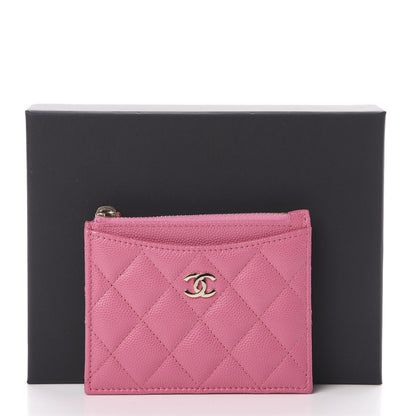 Chanel Caviar Quilted CC Zip Card Holder Pink 8 of 8