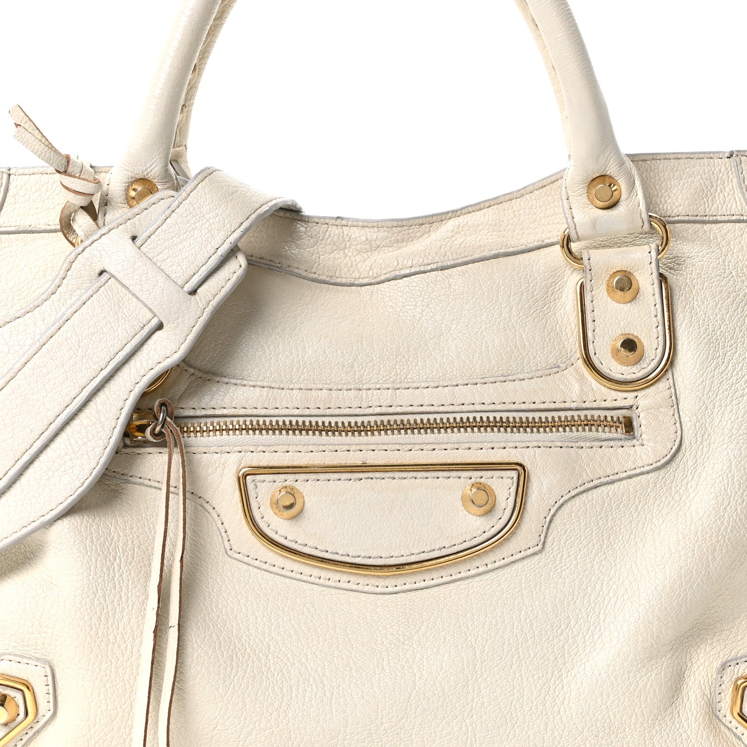 Balenciaga Chevre Gold Metallic Edge Hardware City White 8 of 10