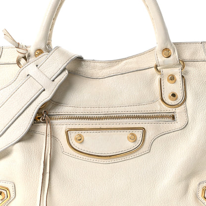 Balenciaga Chevre Gold Metallic Edge Hardware City White 8 of 10