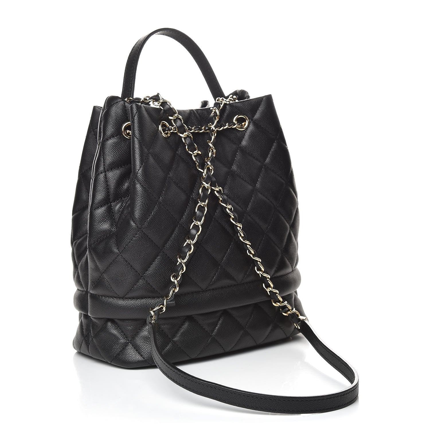 Chanel Caviar Quilted Large Rolled Up Bucket Drawstring Bag Black 3 of 11