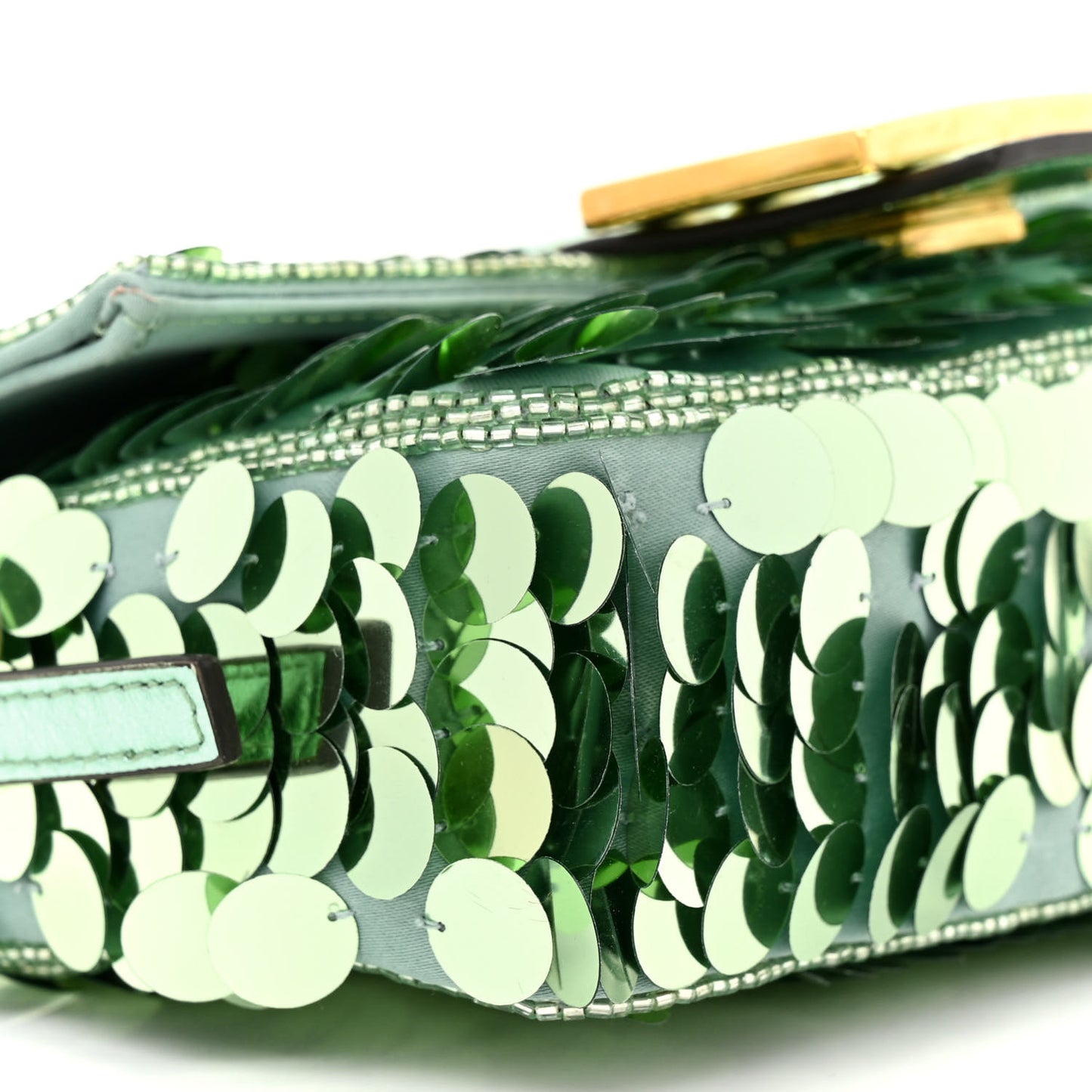 Satin Paillettes Catalan Mirror Mini Baguette 1997 Green