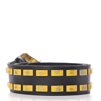 Gucci Metal Tiger Head Studded Belt 80 32 Yellow Black 3 of 7