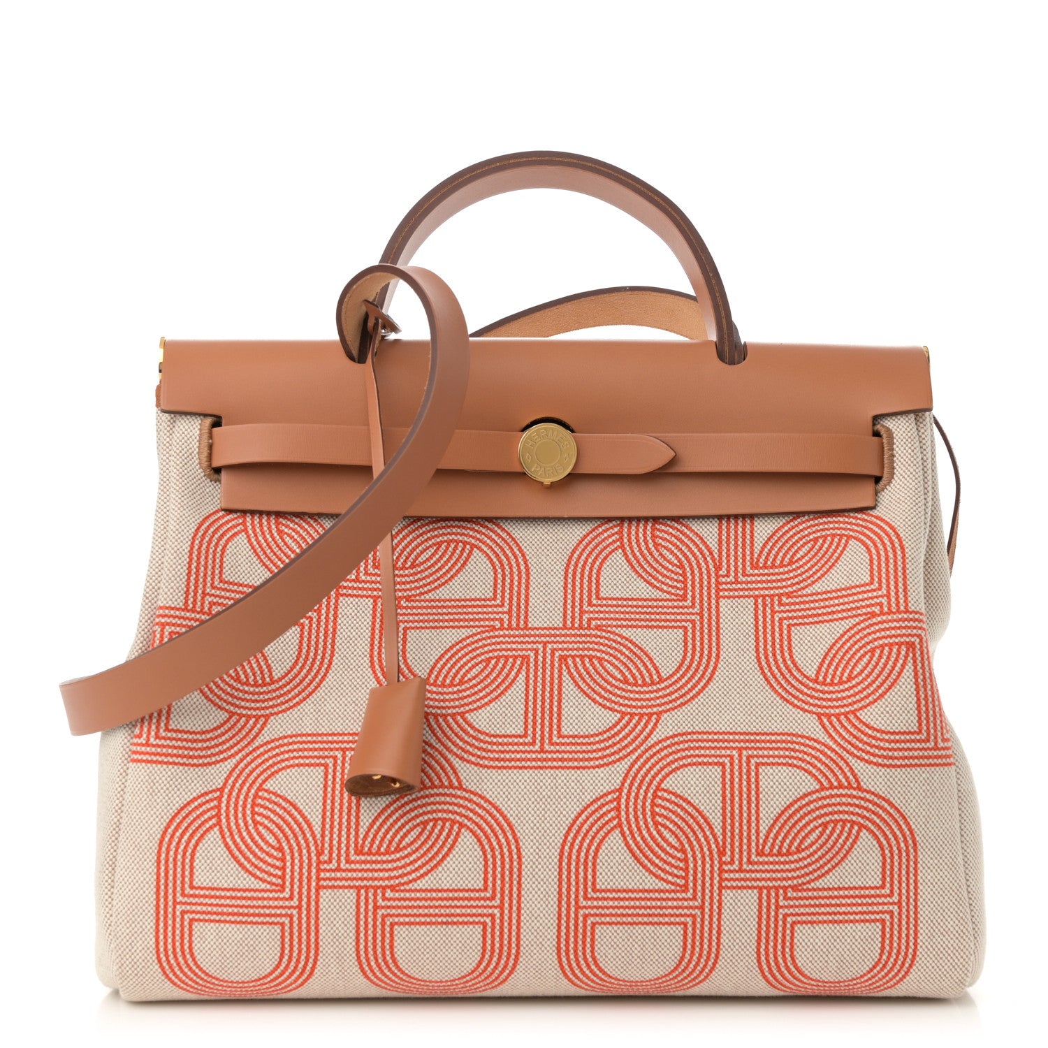 Hermes H Plume Canvas Vache Hunter Circuit 24 Herbag Zip Retourne 31 Orange Mecano Ecru Beige Naturel 1 of 11