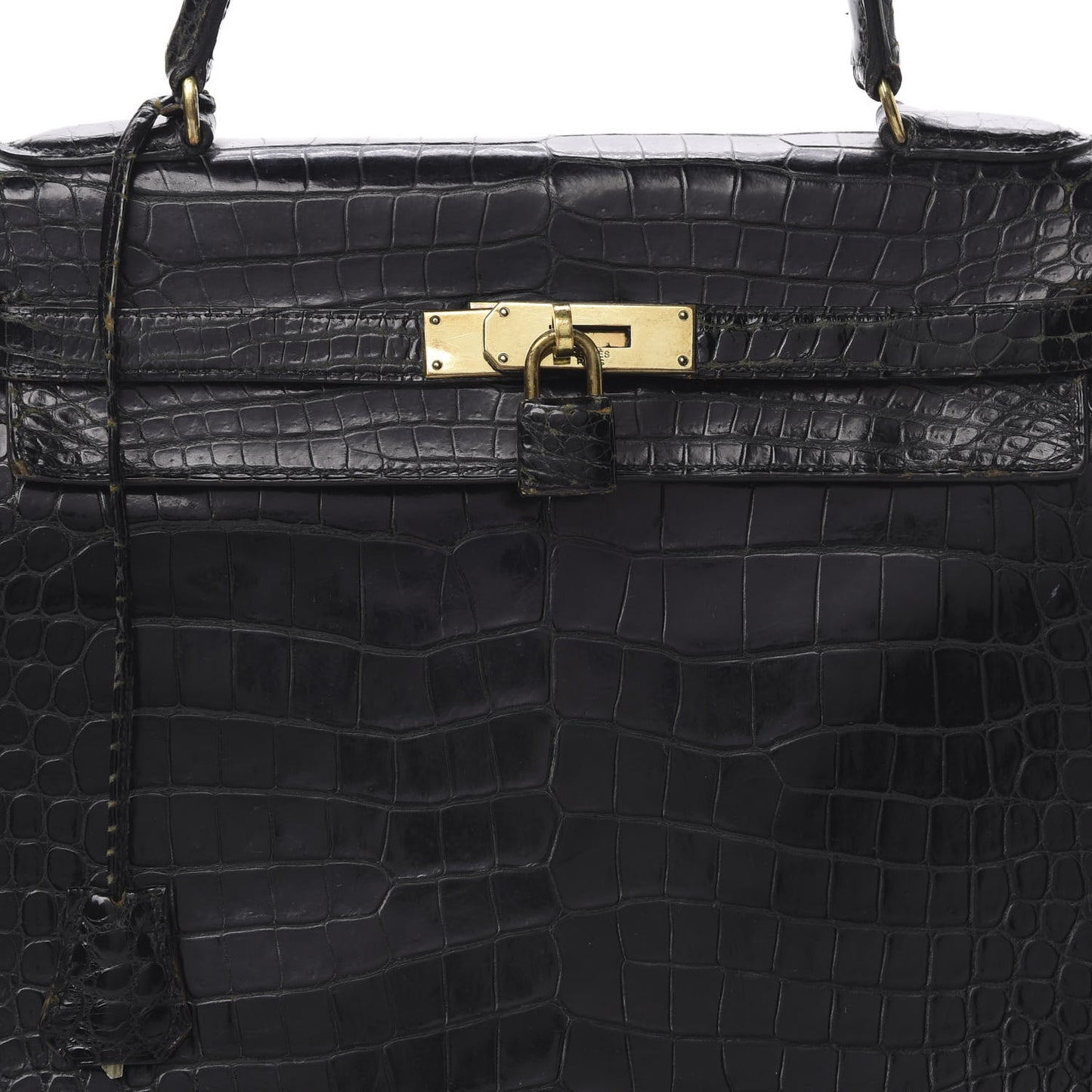 Shiny Porosus Crocodile Kelly Sellier 32 Black