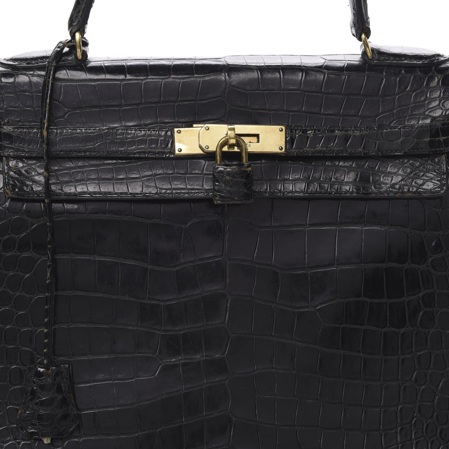 Hermes Shiny Porosus Crocodile Kelly Sellier 32 Black 35 of 50